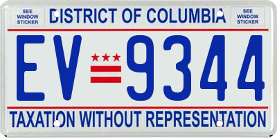 DC license plate EV9344