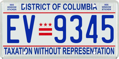 DC license plate EV9345