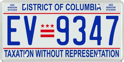 DC license plate EV9347