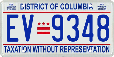 DC license plate EV9348