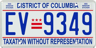 DC license plate EV9349