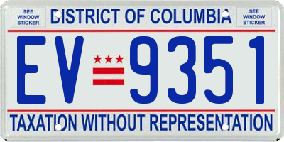 DC license plate EV9351