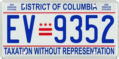 DC license plate EV9352