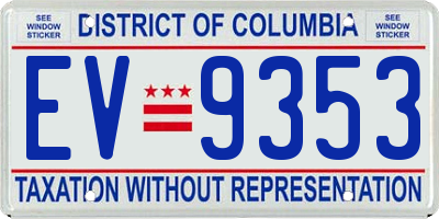 DC license plate EV9353