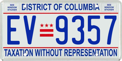 DC license plate EV9357