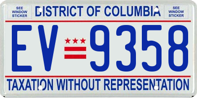 DC license plate EV9358