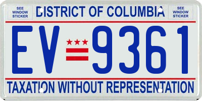 DC license plate EV9361