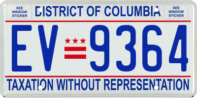 DC license plate EV9364