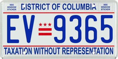 DC license plate EV9365