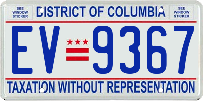DC license plate EV9367