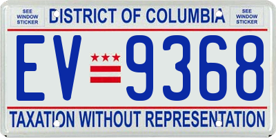 DC license plate EV9368