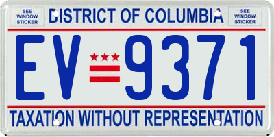 DC license plate EV9371