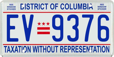 DC license plate EV9376