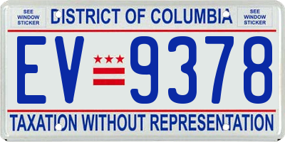 DC license plate EV9378