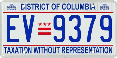 DC license plate EV9379