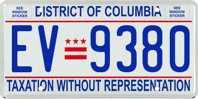 DC license plate EV9380