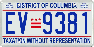 DC license plate EV9381