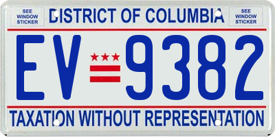 DC license plate EV9382