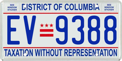 DC license plate EV9388