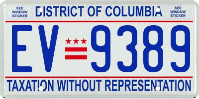 DC license plate EV9389