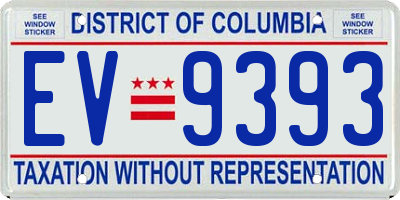 DC license plate EV9393