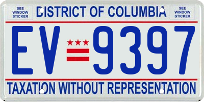 DC license plate EV9397