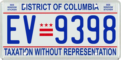 DC license plate EV9398