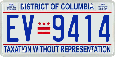 DC license plate EV9414