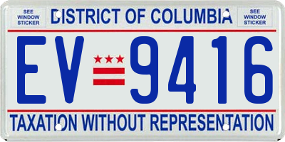 DC license plate EV9416