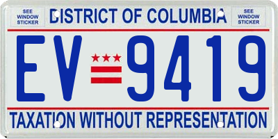DC license plate EV9419