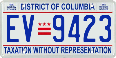 DC license plate EV9423