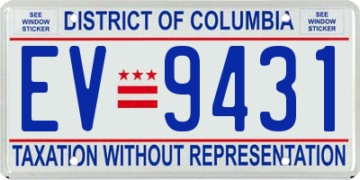 DC license plate EV9431