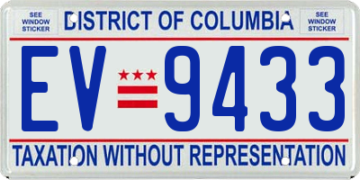 DC license plate EV9433