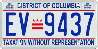 DC license plate EV9437