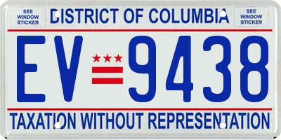 DC license plate EV9438