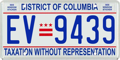 DC license plate EV9439