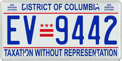 DC license plate EV9442