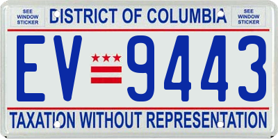 DC license plate EV9443