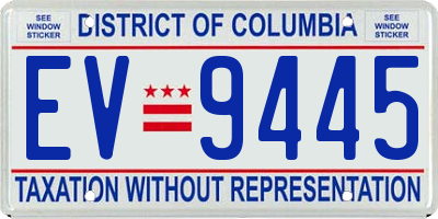 DC license plate EV9445