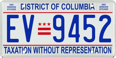 DC license plate EV9452