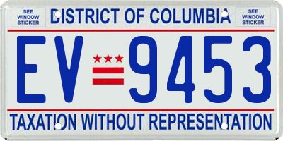 DC license plate EV9453