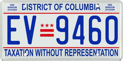 DC license plate EV9460