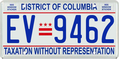 DC license plate EV9462