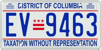 DC license plate EV9463