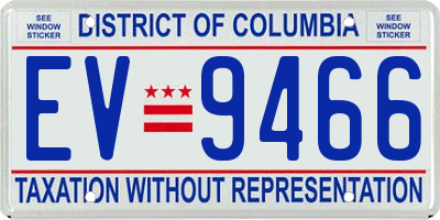 DC license plate EV9466