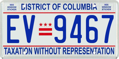 DC license plate EV9467