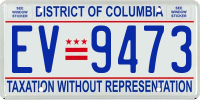 DC license plate EV9473