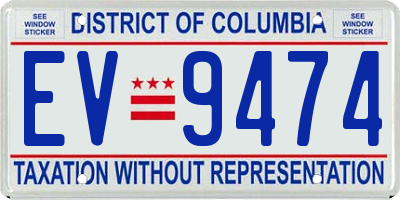 DC license plate EV9474