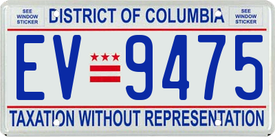 DC license plate EV9475