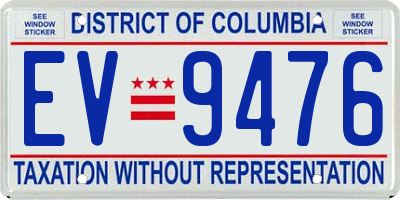 DC license plate EV9476
